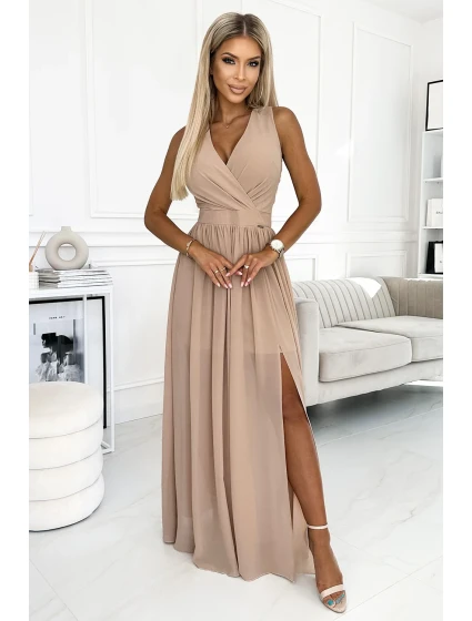 362-6 JUSTINE Dlouhé šaty s výstřihem a kosticemi - BEACH 362-6 JUSTINE Dlouhé šaty s výstřihem a kosticemi - BEACH