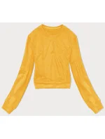 Tenká krátká žlutá dámská tepláková mikina model 20086916 - J.STYLE Tenká krátká žlutá dámská tepláková mikina model 20086916 - J.STYLE