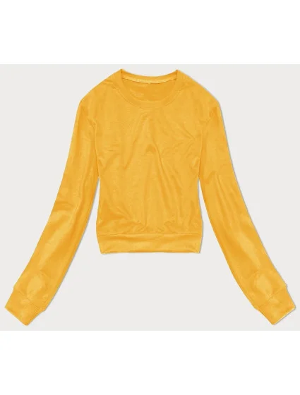 Tenká krátká žlutá dámská tepláková mikina model 20086916 - J.STYLE Tenká krátká žlutá dámská tepláková mikina model 20086916 - J.STYLE