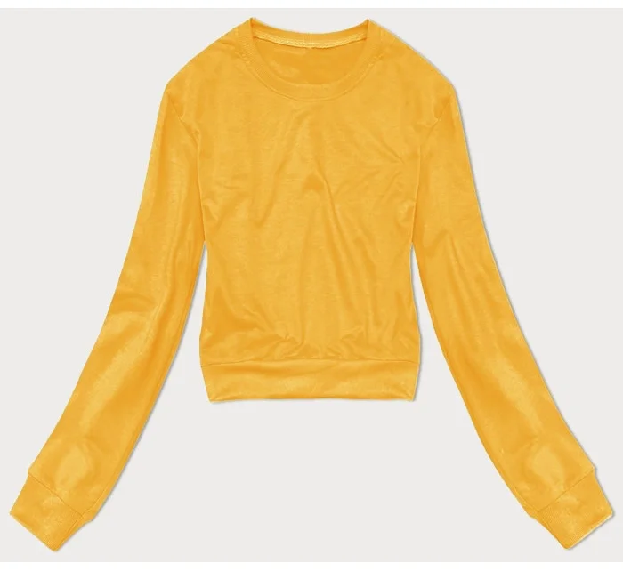 Tenká krátká žlutá dámská tepláková mikina model 20086916 - J.STYLE Tenká krátká žlutá dámská tepláková mikina model 20086916 - J.STYLE