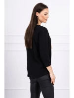 Halenka s 3D grafikou a ozdobnými volánky černá Halenka s 3D grafikou a ozdobnými volánky černá