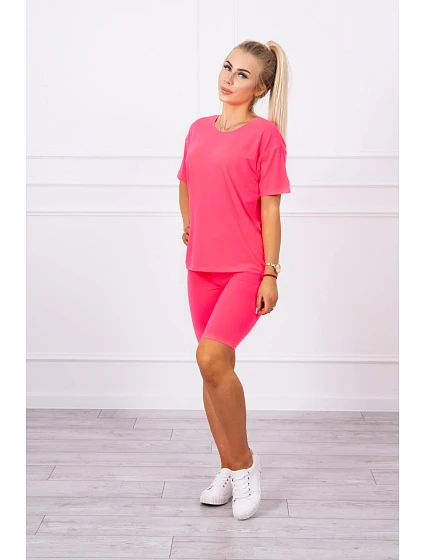 Souprava top+legíny růžová neonová