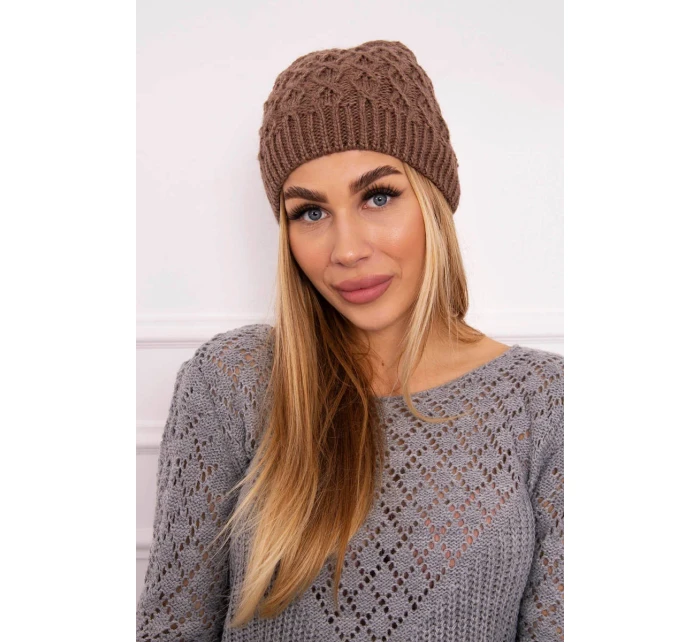 Fleecová čepice Roma model 18750239 mocca - K-Fashion Fleecová čepice Roma model 18750239 mocca - K-Fashion