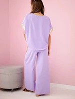 Viskózový komplet se zlatým lemováním světle fialová