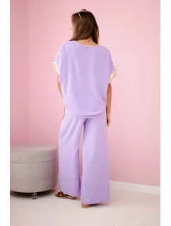Viskózový komplet se zlatým lemováním světle fialová