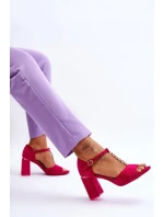 Semišové sandály na vysokém podpatku s kubickými zirkony model 21612495 - VINCEZA