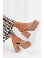 Dámské Sandały Z Eko Kůže Na Podpatku A Platformě Khaki model 21688928 - Boto Dámské Sandały Z Eko Kůže Na Podpatku A Platformě Khaki model 21688928 - Boto