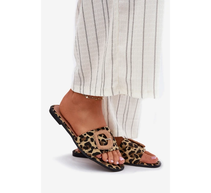 Plné Dámské Pantofle S Ozdobnou Přezkou Leopard Clariola Plné Dámské Pantofle S Ozdobnou Přezkou Leopard Clariola