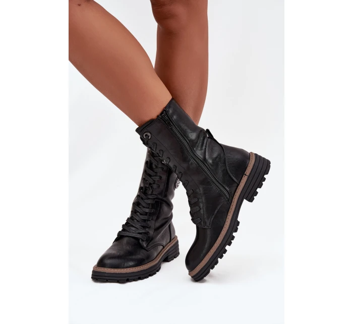 Dámské workery s ozdobným detailem zateplené černé model 21712837 - Boto