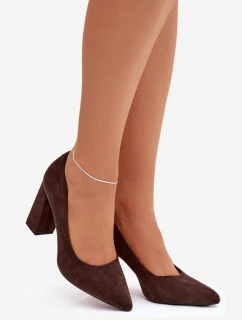 semišové lodičky na podpatku Sergio Leone PB216 čokoládové