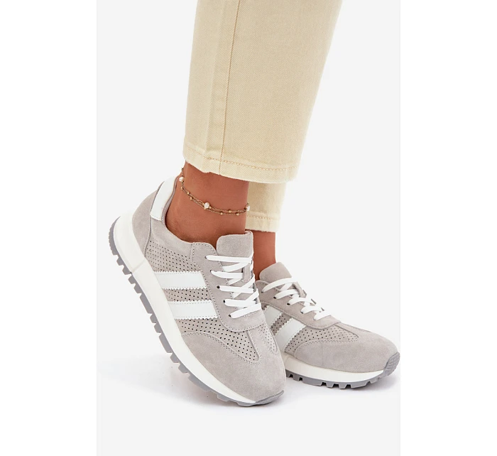 Dámské tenisky z pravé semišové šedé model 22069511 - EVENTO Dámské tenisky z pravé semišové šedé model 22069511 - EVENTO