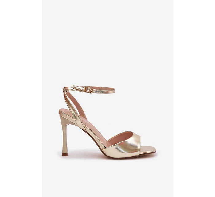 Dámské sandály na podpatku z imitace kůže zlaté Olissey