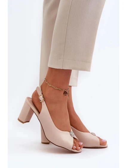 Elegantní sandály na vysokém podpatku se zdobením, béžová Trasea Elegantní sandály na vysokém podpatku se zdobením, béžová Trasea