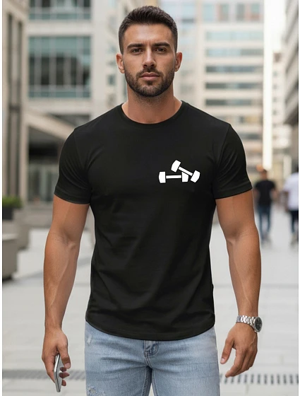 Pánské tričko s minimalistickým potiskem černé FashionStreet NX5086R