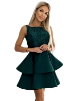 LAURA  zelené rozšířené dámské šaty s vrchní částí model 19002767 - numoco