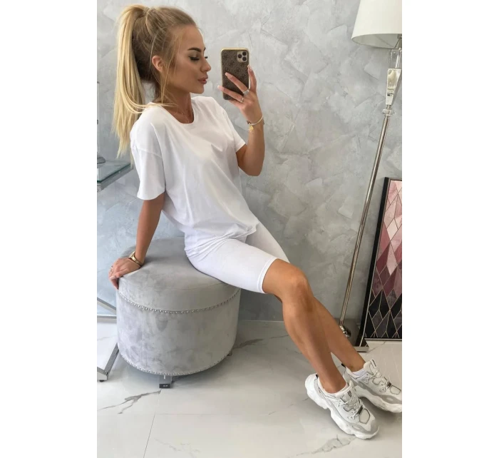 Bílý set top+legíny Bílý set top+legíny