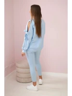 Sada mikiny s mašlí na rukávech a model 19747422 modrý - K-Fashion