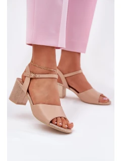 Dámské sandály na podpatku model 21695205 béžové - VINCEZA