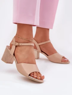Dámské sandály na podpatku model 21695205 béžové - VINCEZA
