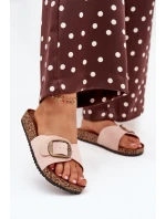 Dámské pantofle s přezkou na korkové platformě růžové Zavira Dámské pantofle s přezkou na korkové platformě růžové Zavira