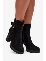 Dámské kotníkové boty na podpatku s přezkou zateplené černé model 21711634 - Boto Dámské kotníkové boty na podpatku s přezkou zateplené černé model 21711634 - Boto