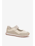 Sportovní dámské polobotky na suchý zip Béžové model 22026561 - EVENTO