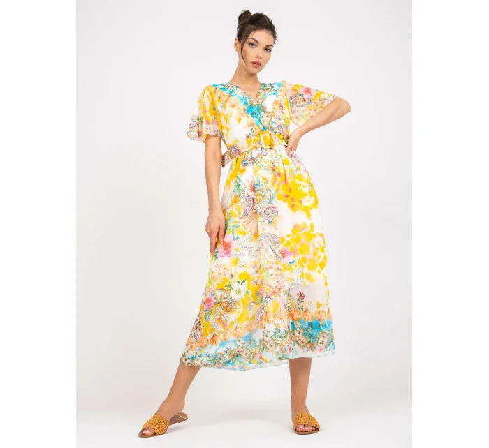 Šaty DHJ SK 15967 1.01P bílá a žlutá