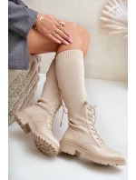 Nazouvací kozačky s ponožkovým svrškem béžové Iranel