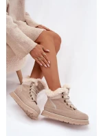 Dámské semišové sněhule – trapery na platformě s kožíškem Big Star – béžové Dámské semišové sněhule – trapery na platformě s kožíškem Big Star – béžové