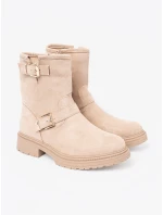 Originální Jasnobeżowy dámské kotníčkové boty na plochém podpatku Originální Jasnobeżowy dámské kotníčkové boty na plochém podpatku