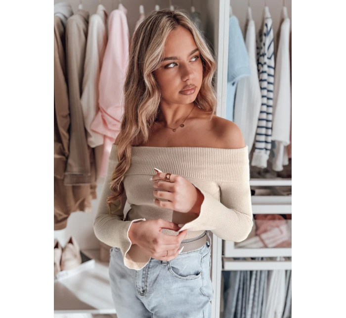 Dámská halenka s odhalenými rameny SHOWIT béžová FashionStreet MY2428