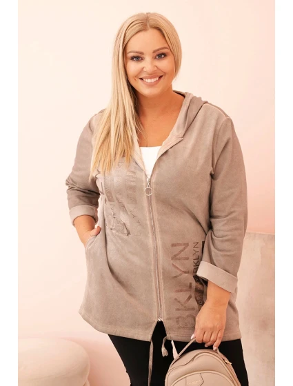 Dámská mikina Plus Size s kapucí a potiskem model 21273642 fango - K-Fashion