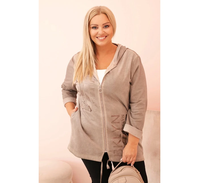 Dámská mikina Plus Size s kapucí a potiskem model 21273642 fango - K-Fashion
