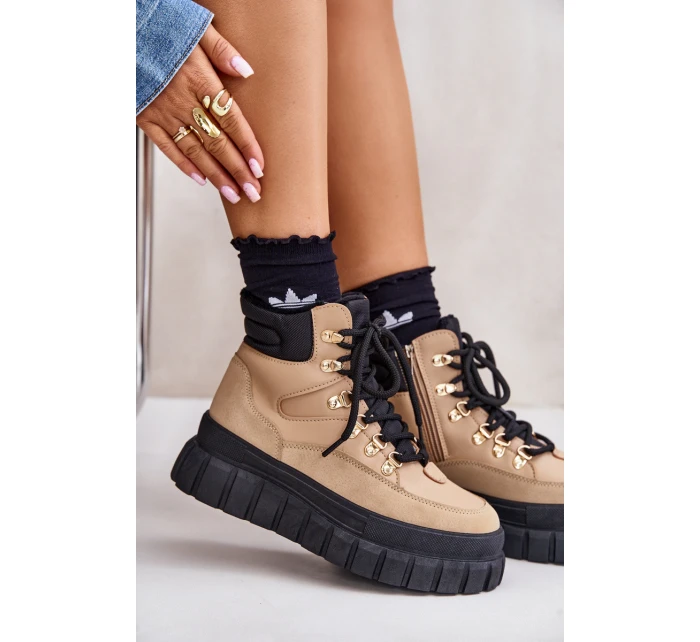 Dámské Zateplené Kotníkové Boty Na Platformě Hnědé model 21673106 - EVENTO