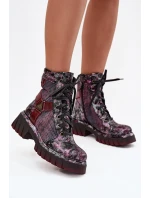 Kožené workery dámské Maciejka 07072-23 bordó