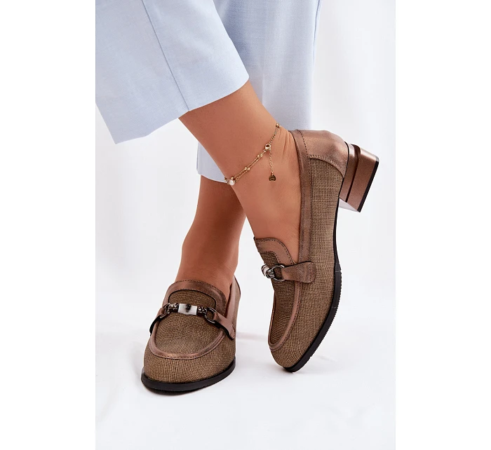 Dámské semišové boty na podpatku s ozdobným detailem Hnědé Meliva