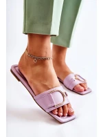 Dámské klasické kožené pantofle s zdobením fialový Shilla Dámské klasické kožené pantofle s zdobením fialový Shilla