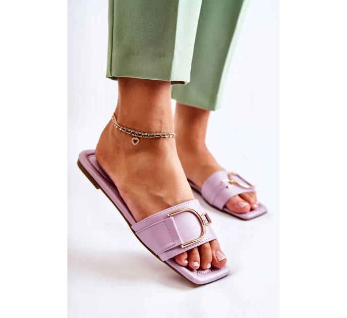 Dámské klasické kožené pantofle s zdobením fialový Shilla Dámské klasické kožené pantofle s zdobením fialový Shilla