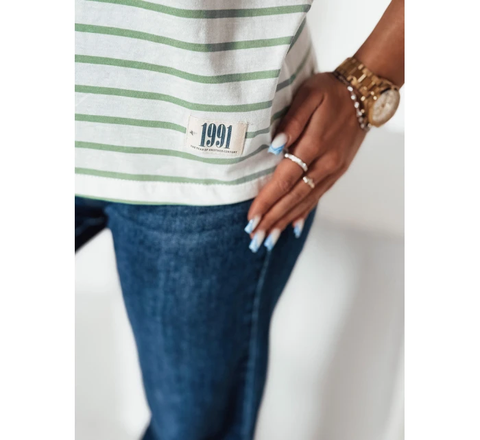 Dámské pruhované tričko RILANT zelené FashionStreet RY2563