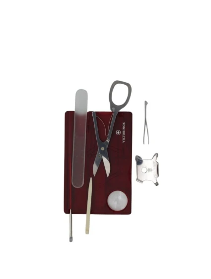 Kapesní nůž Victorinox V-0.72 40.T Swiss Card, červený transparentní Kapesní nůž Victorinox V-0.72 40.T Swiss Card, červený transparentní