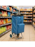 NÁKUPNÍ TAŠKA NA KOLEČKÁCH S RÁMEM 40L MODRÁ