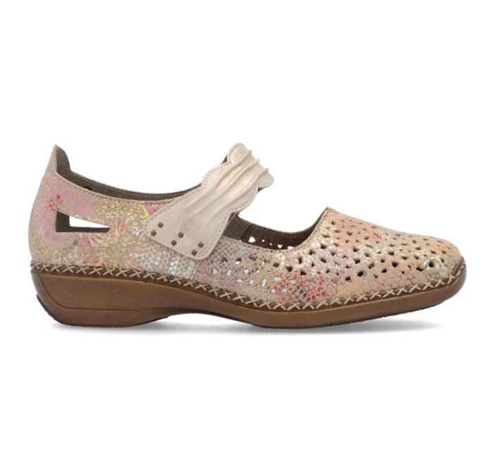 Dámská kožená prolamovaná obuv na suchý zip model 22021923 - Rieker