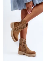 Dámské nízké kozačky z semiše s podrážkou Bežové model 21652391 - Zazoo