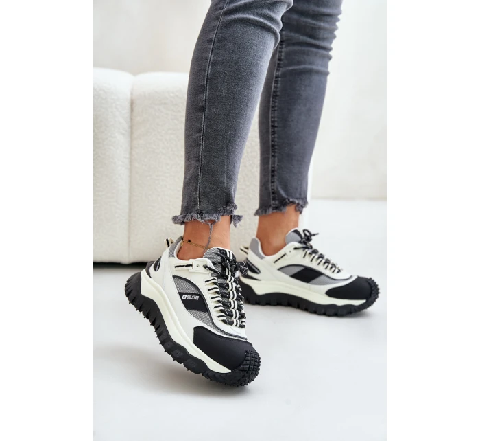 Kožené Dámské Sneakersy Na Platformě Big Star OO274A220 HI-POLY SYSTEM Bílá-Černá Kožené Dámské Sneakersy Na Platformě Big Star OO274A220 HI-POLY SYSTEM Bílá-Černá