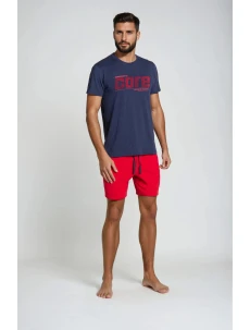 Pyžamo Oxford 38285-59X tmavě modrá a červená - Henderson