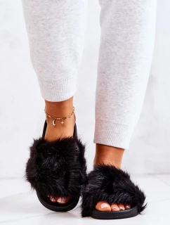 Pantofle s kožíškem Gumove Černe Pollie