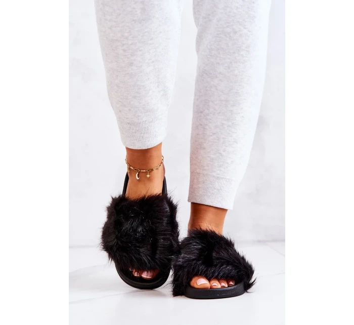 Pantofle s kožíškem Gumove Černe Pollie