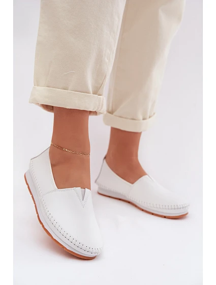 Kožené dámské polobotky model 22064256 bílé - S.Barski