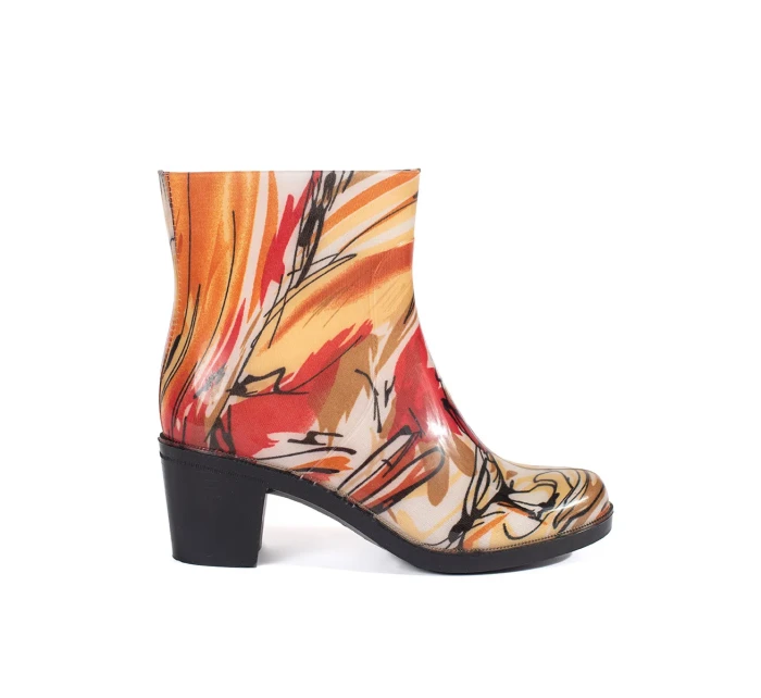 Jedinečné gumáky vícebarevné dámské na širokém podpatku Jedinečné gumáky vícebarevné dámské na širokém podpatku