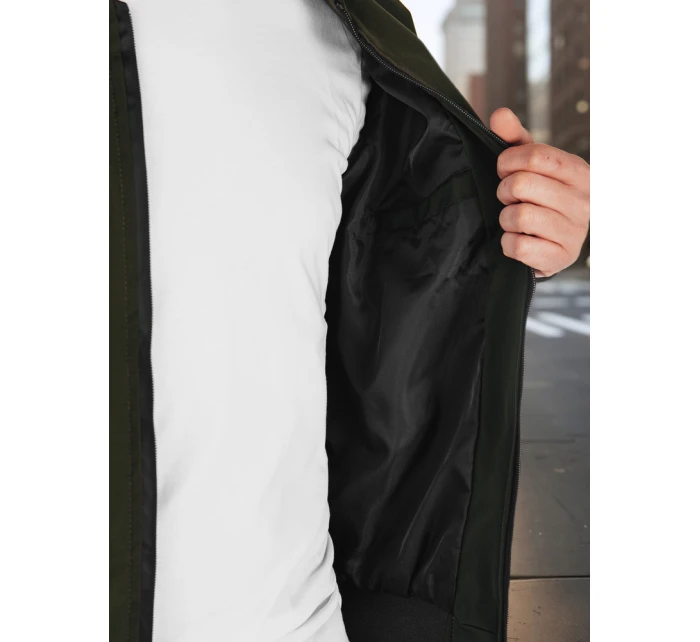 Pánská přechodná bunda bomber zelená FashionStreet TX5024 Pánská přechodná bunda bomber zelená FashionStreet TX5024
